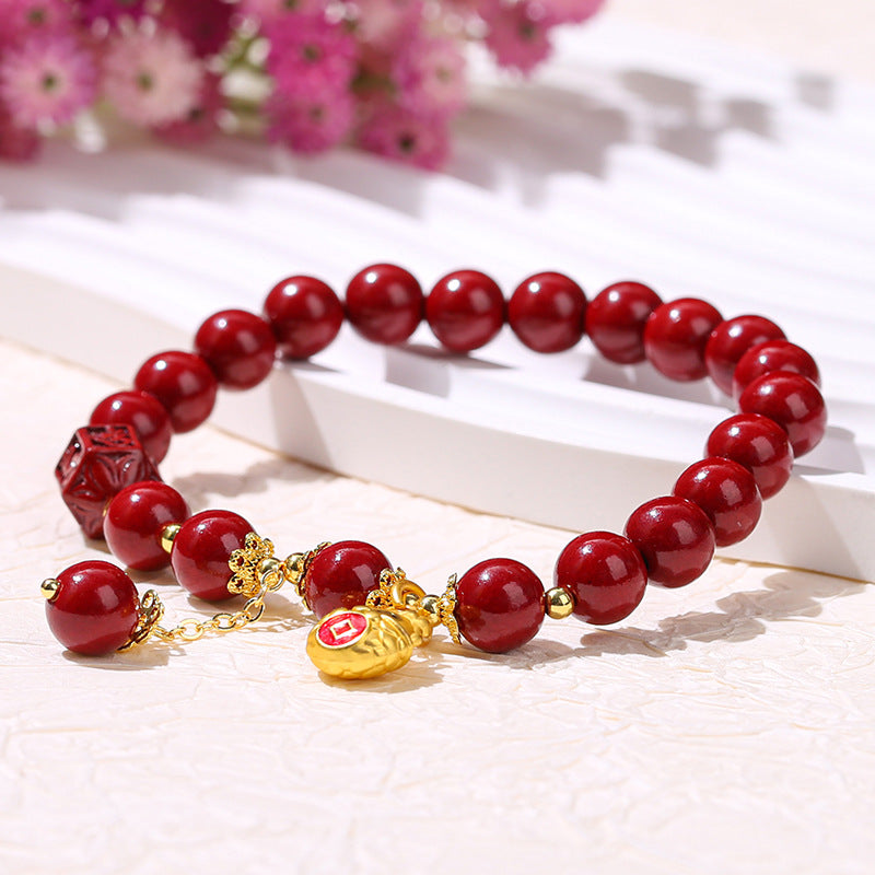 Pulsera Longbao de arena morada con cuentas de transferencia de mantra de seis caracteres