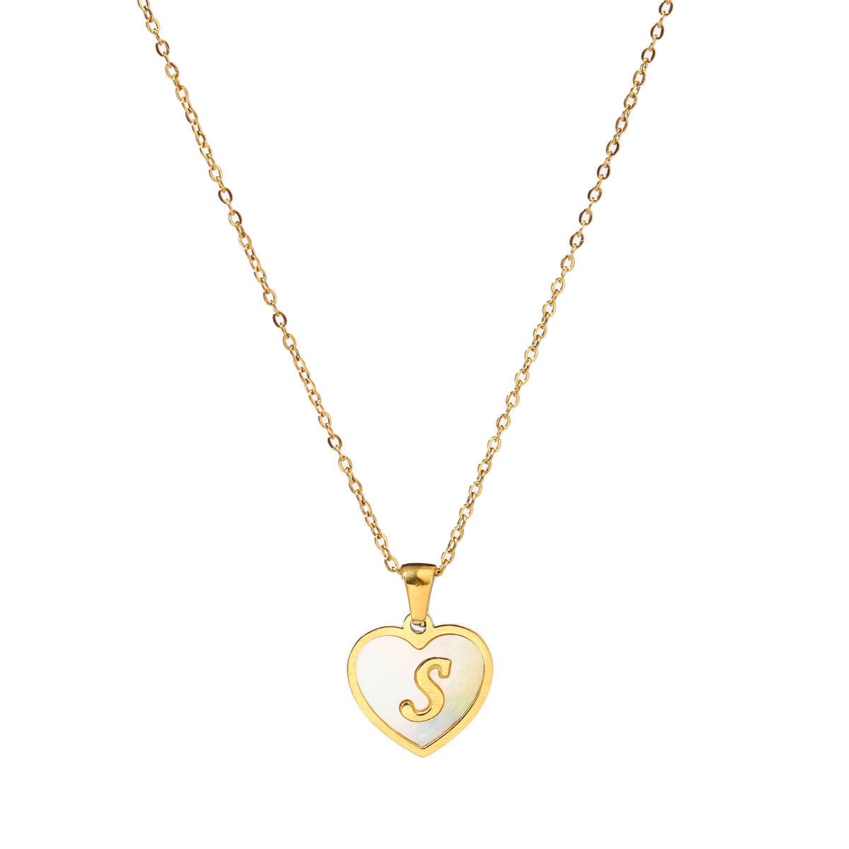 Titanium steel heart-shaped 26 English letter necklace