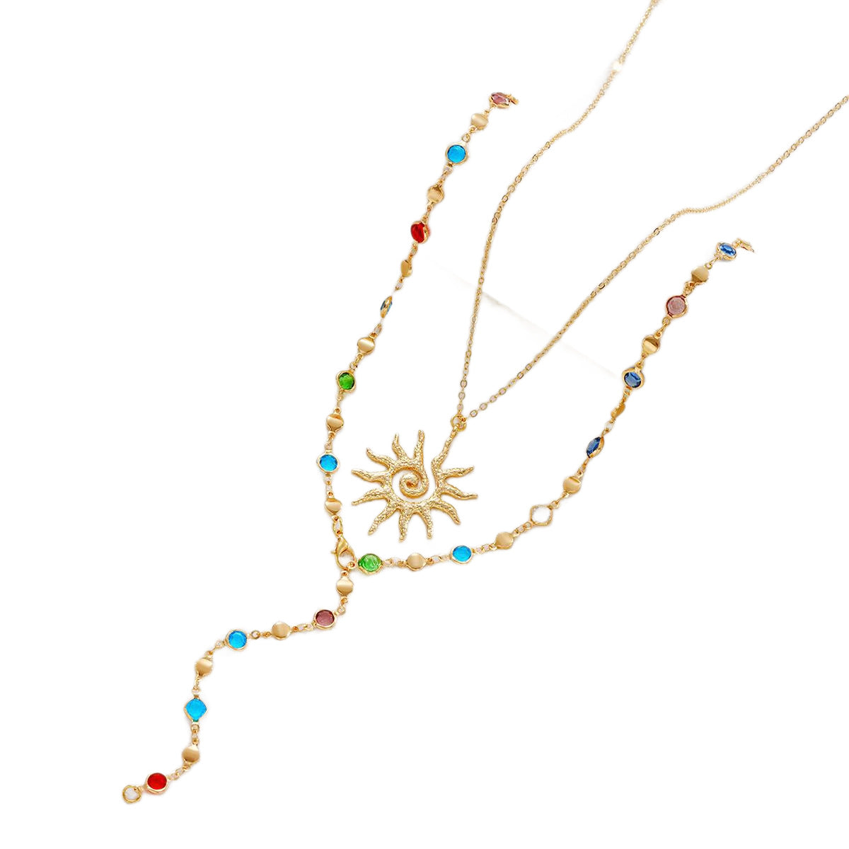 Sun Pendant Tassel Necklace