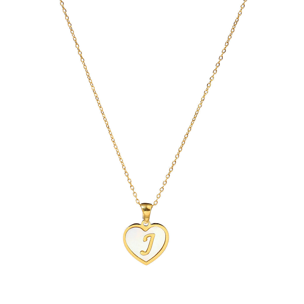 Titanium steel heart-shaped 26 English letter necklace