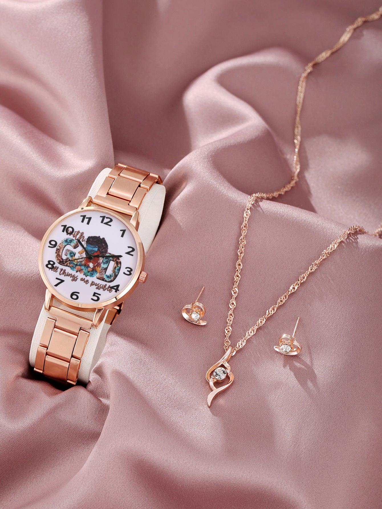 Necklace Steel Strap Quartz Watch Rose Bracelet