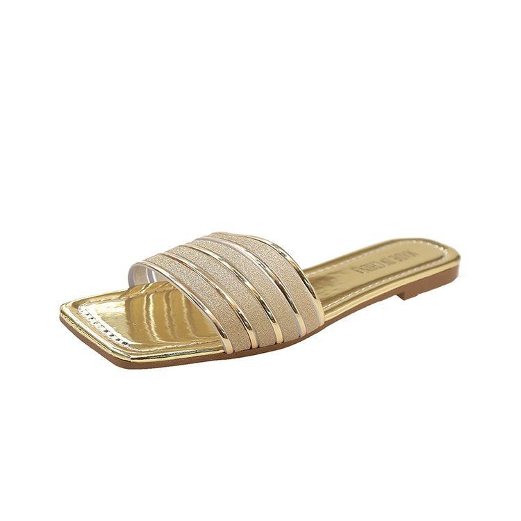 Simple rhinestone beach sandals