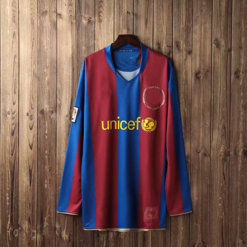 Camiseta tailandesa retro de manga corta de local del Barça 07-08 19 Messi 10 Ronaldinho