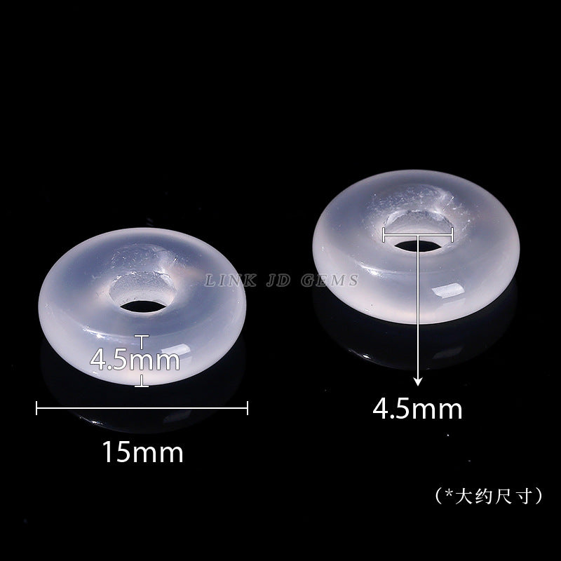 15Mm natural white agate running ring