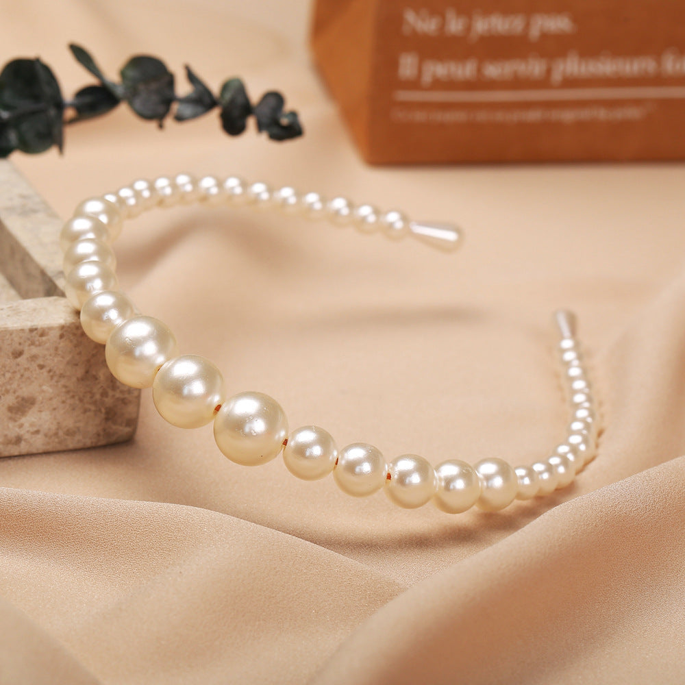 Diadema retro de perlas para mujer
