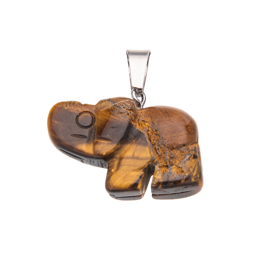 Pingente de elefante esculpido em cristal animal