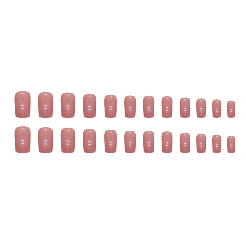Peach Pink Square Fake Nails