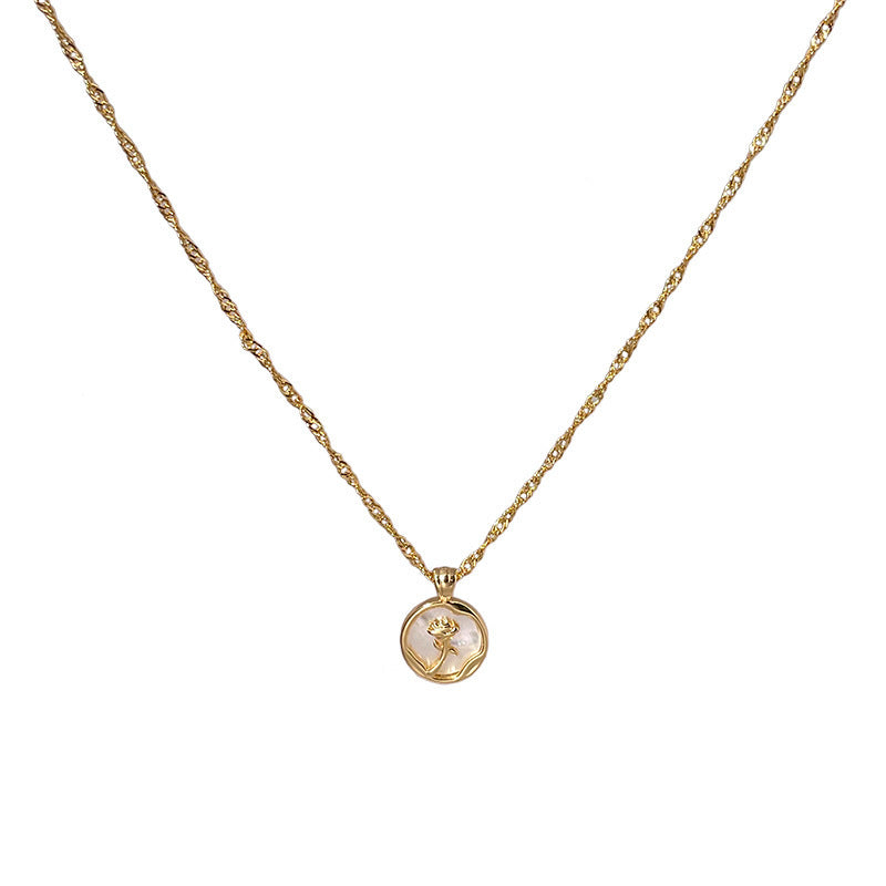 Non-Fading Gilded Vintage Rose Necklace — Elegant Collarbone Chain