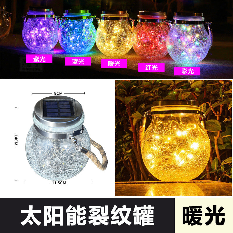 Luz solar para grietas, luz colgante de vidrio para jardín al aire libre