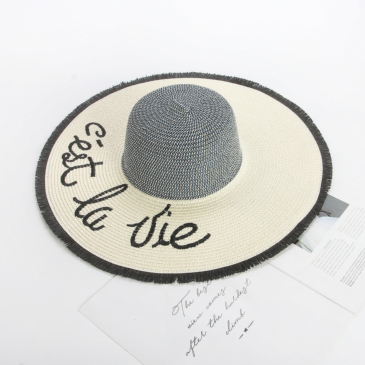 Wave-Edge Bow Wide-Brim Hat