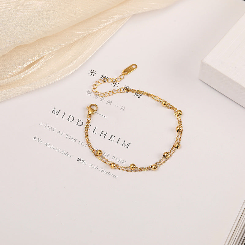 Round bead double bracelet