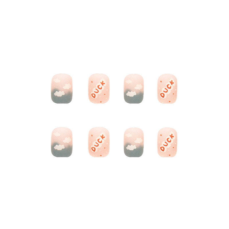 Pegatinas para uñas cortas y divertidas con diseño de pato, 24 unidades