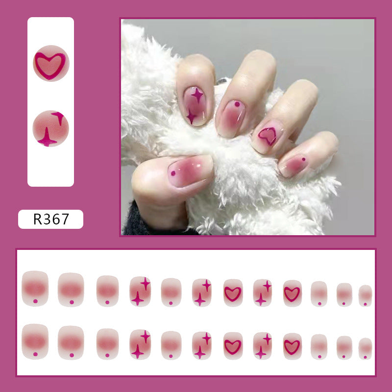 Wearable Blush Short Removable Nail Stickers