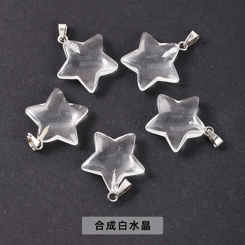 20Mm natural crystal agate pentagram pendant