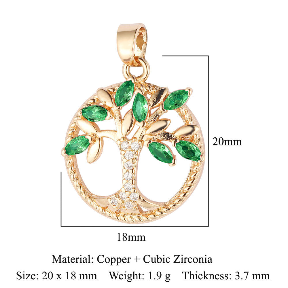 Sunflower Tree of Life Copper Zircon DIY Pendant