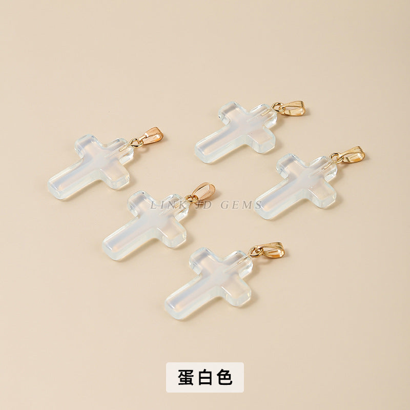 25 * 18Mm imitation jade magic crystal glazed cross pendant