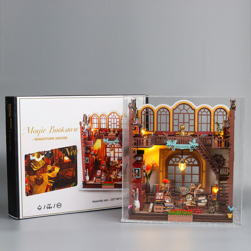 Juguete modelo de casa de libro mágico de madera DIY
