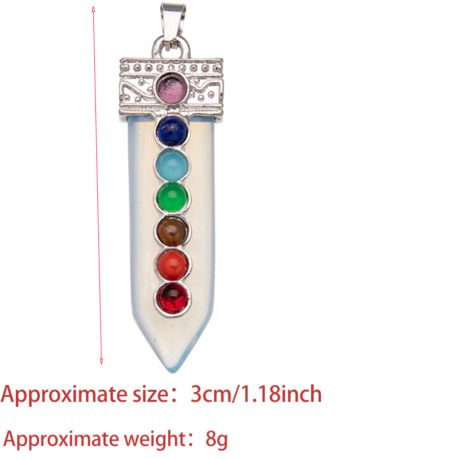 Sword Shape Seven Veins Colorful Crystal Pendant