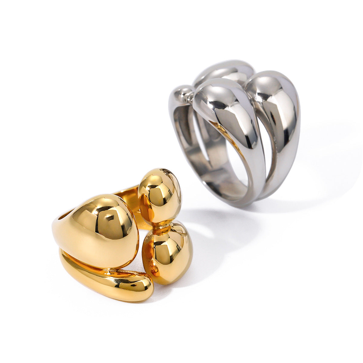 18k gold irregular titanium steel ring