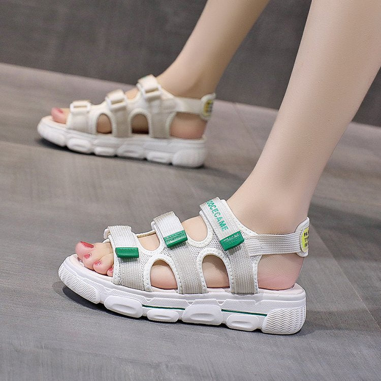 Velcro platform muffin shoes sandals