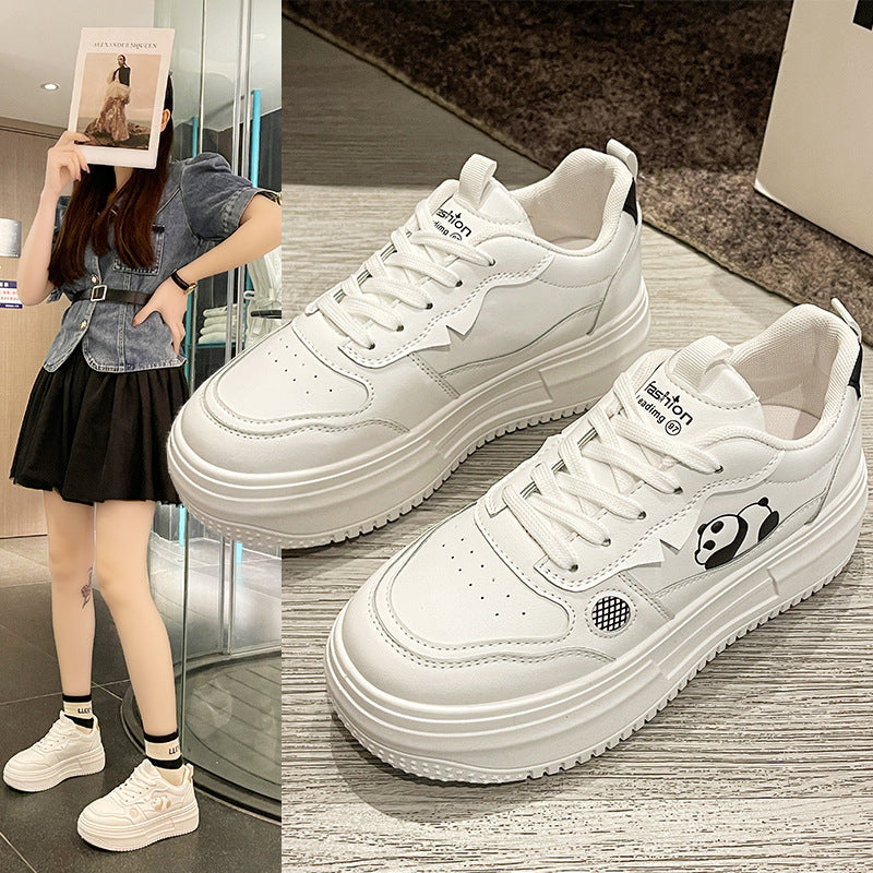 Thick baseplate shoes female white
