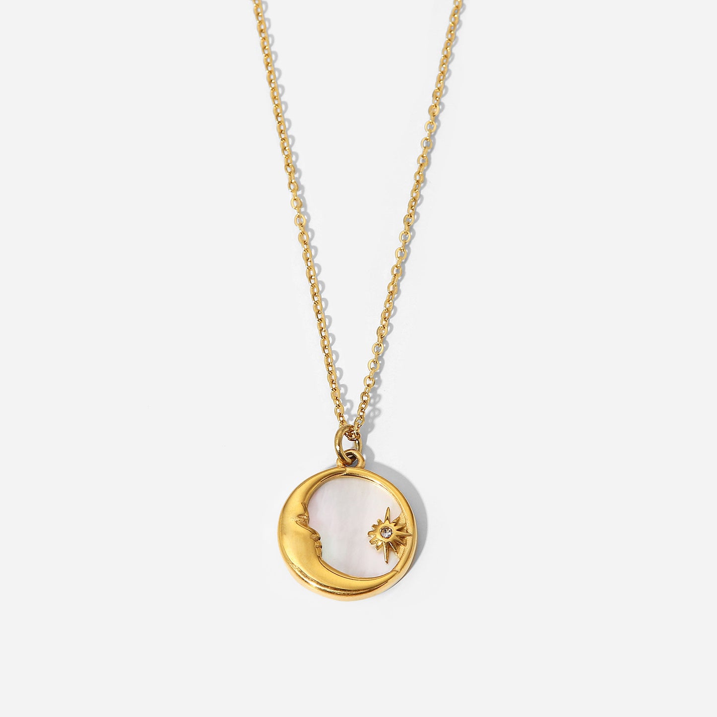Collar Luna Estrella Madreperla Blanca