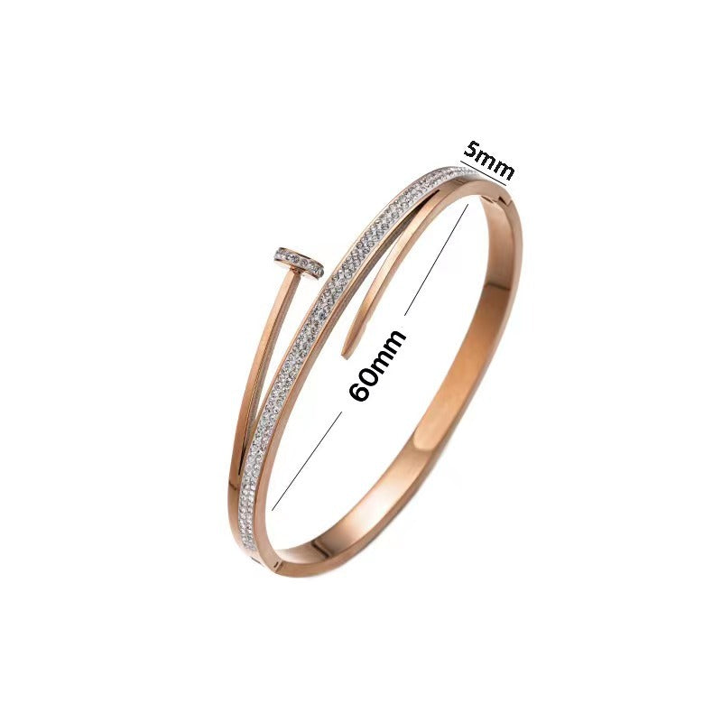 Pulsera de moda con diseño de uñas de acero inoxidable, acero titanio
