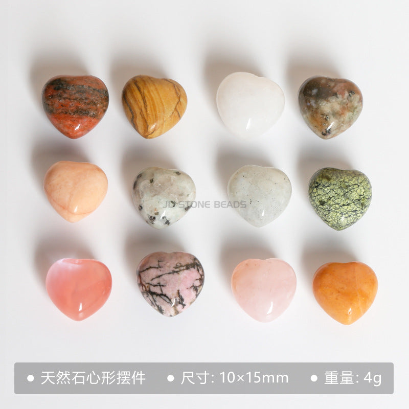 15Mm pink crystal peach heart semi-precious stone