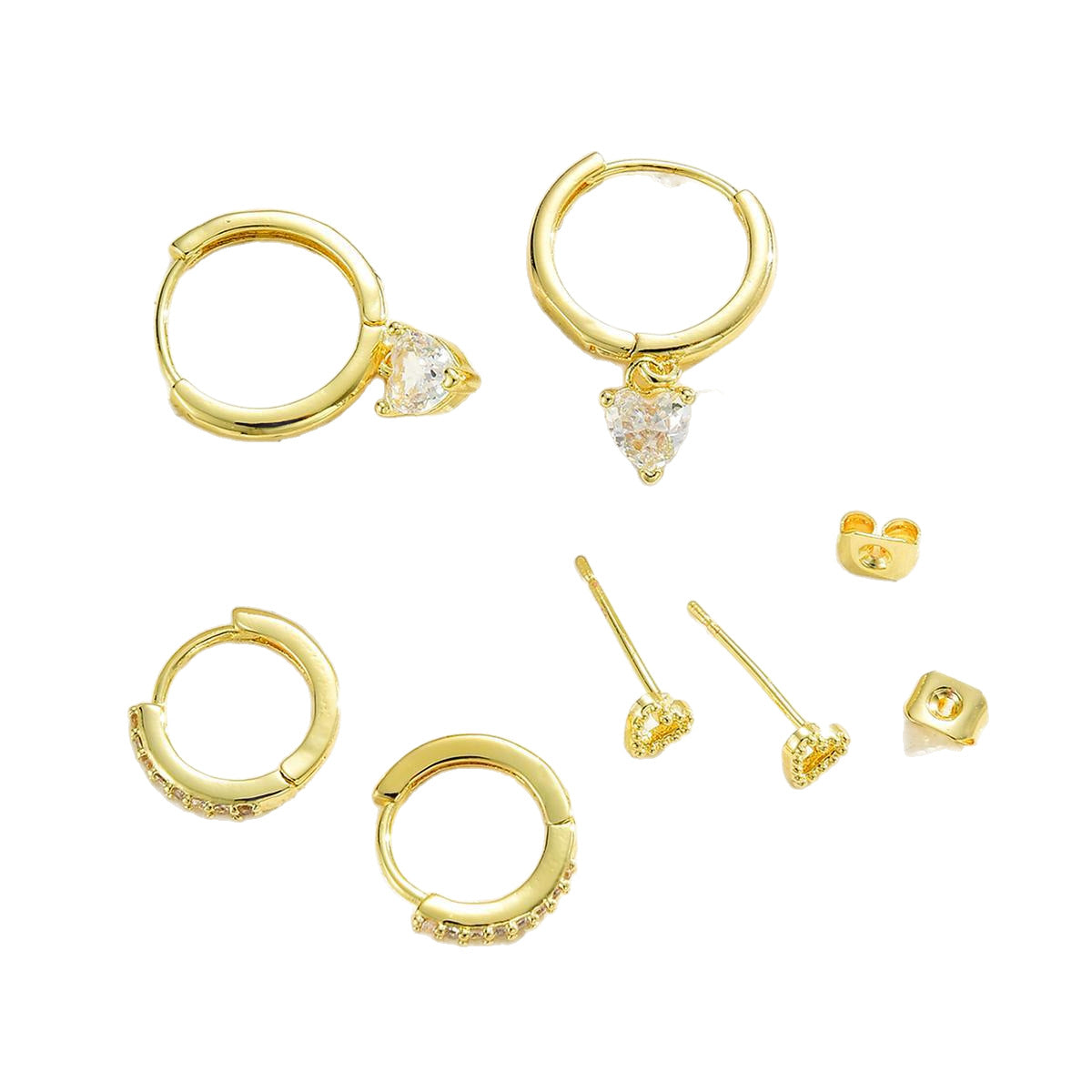 18K Gold Plated Zircon Peach Heart Earrings