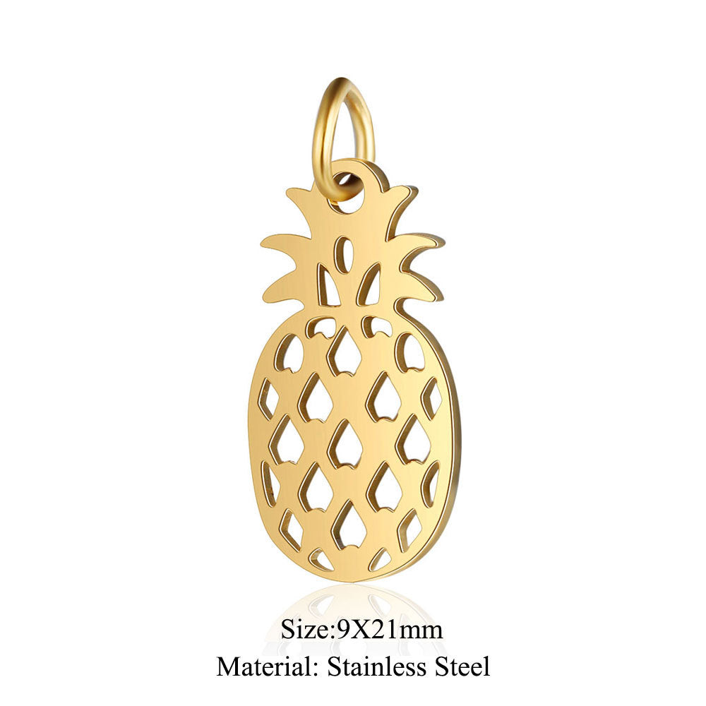 5 pcs/titanium steel jewelry map pineapple pendant accessories