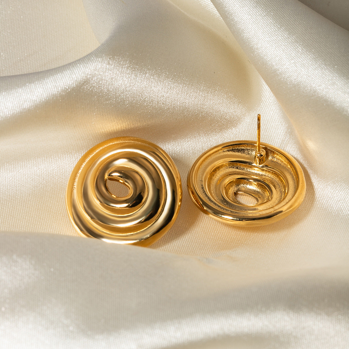 Threaded Hoop Disc Earrings