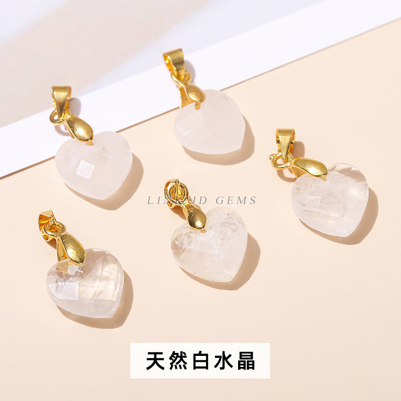 Colgante de corazón de amor tallado en cristal natural de 12 mm