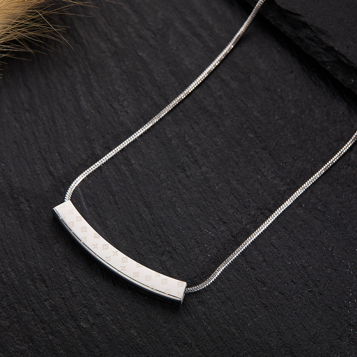 Silver Titanium Steel Necklace Strip