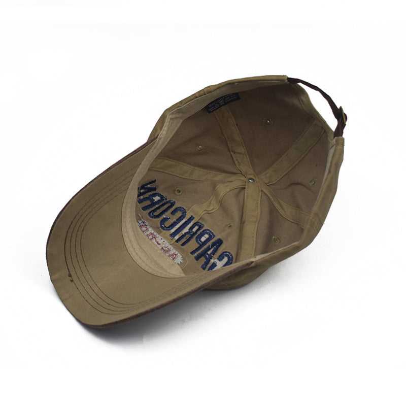 Gorra de béisbol lavada de algodón vintage con retazos de PU