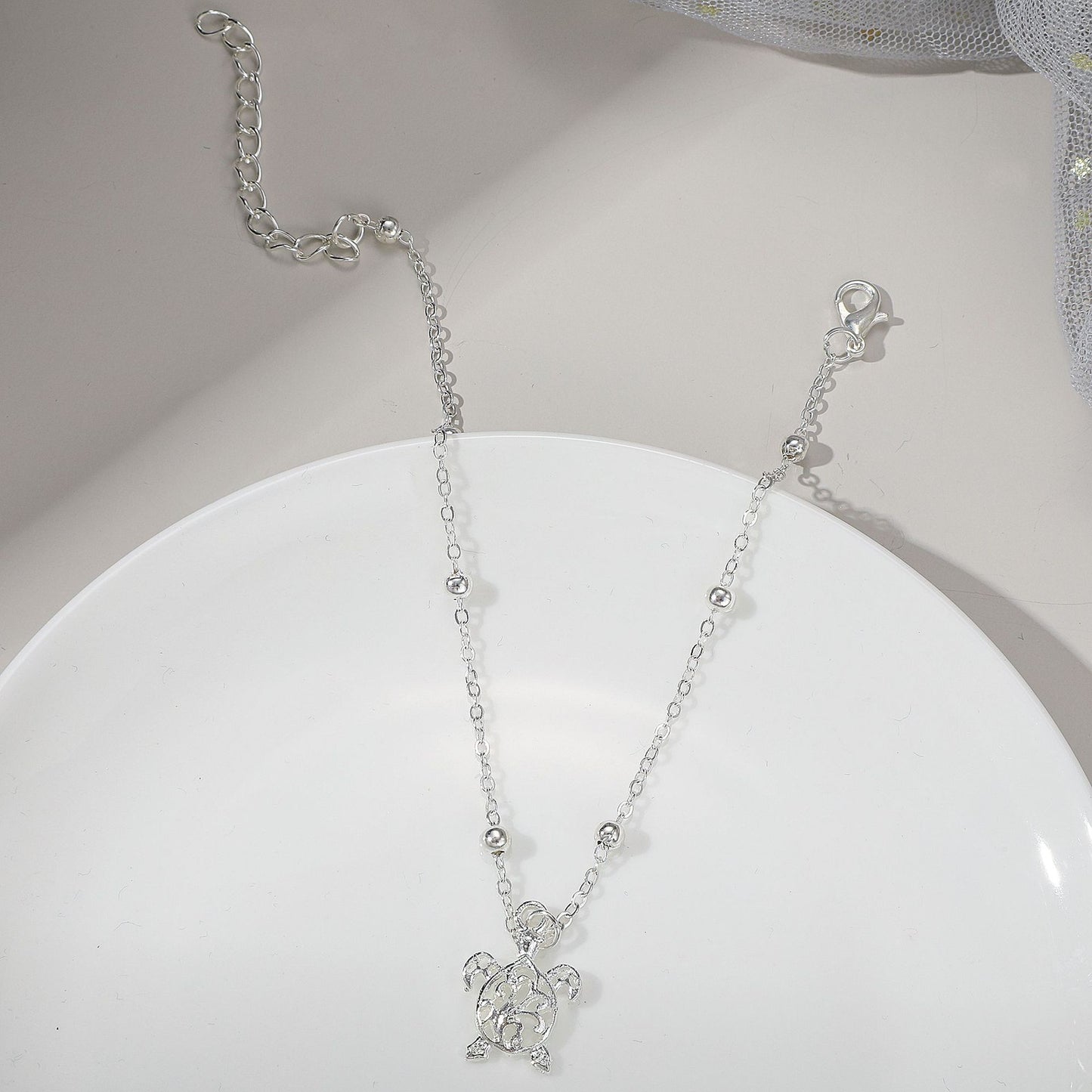 Turtle Silver Alloy Anklet
