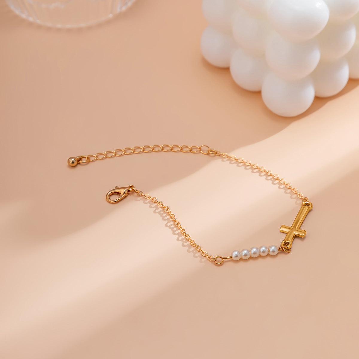 Vintage Beaded Cross Bracelet