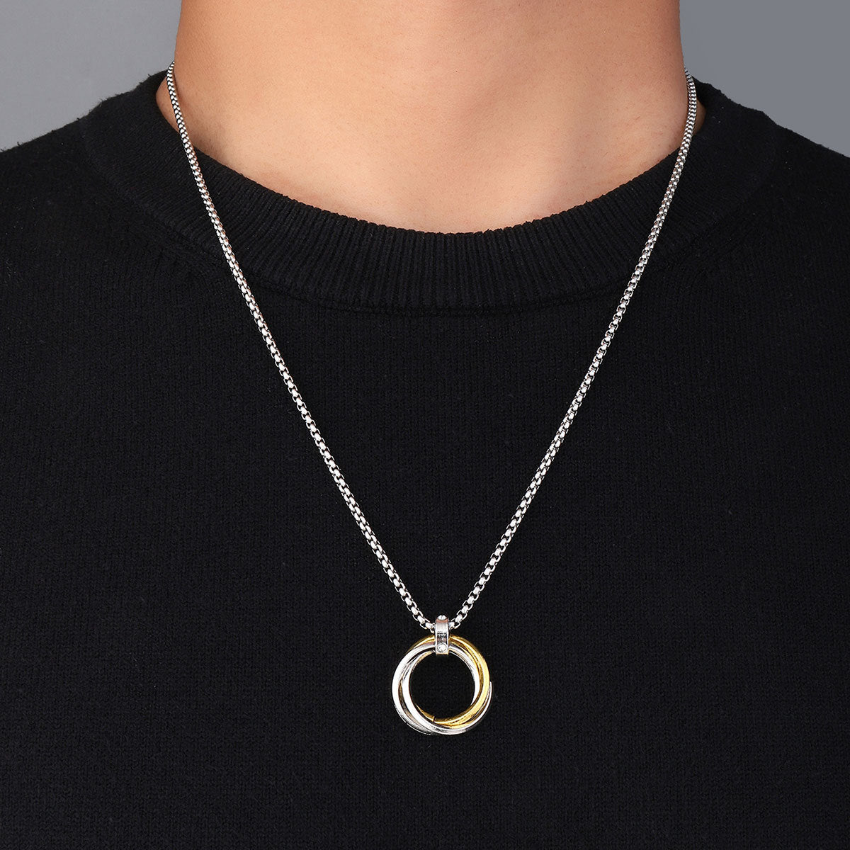 Collar con colgante de mahjong de oso de acero de titanio para hombre