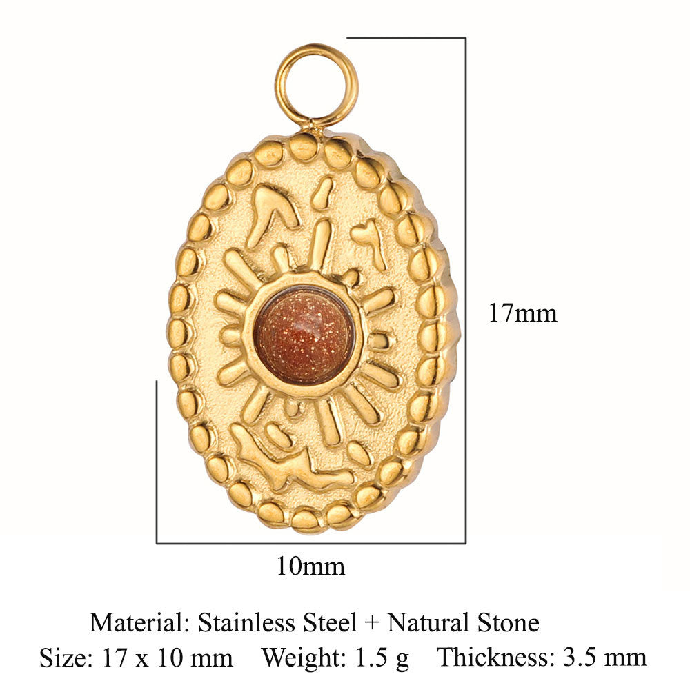 Sun ruby turquoise stainless steel pendant