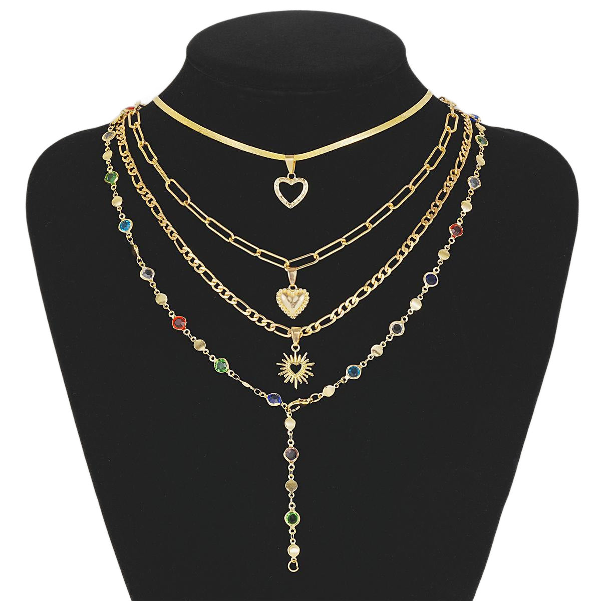 Peach Heart Snake Chain Necklace