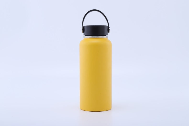 Botella de agua de acero inoxidable 304 con recubrimiento en polvo, portátil para exteriores