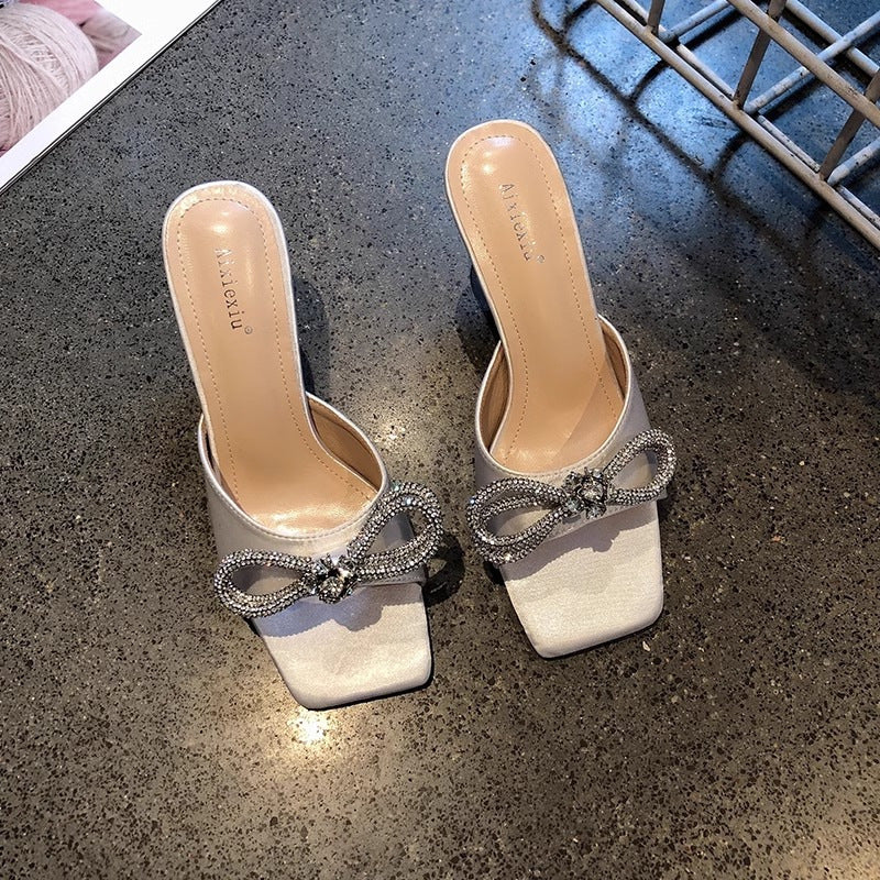 Stereo-heeled rhinestone heels for women