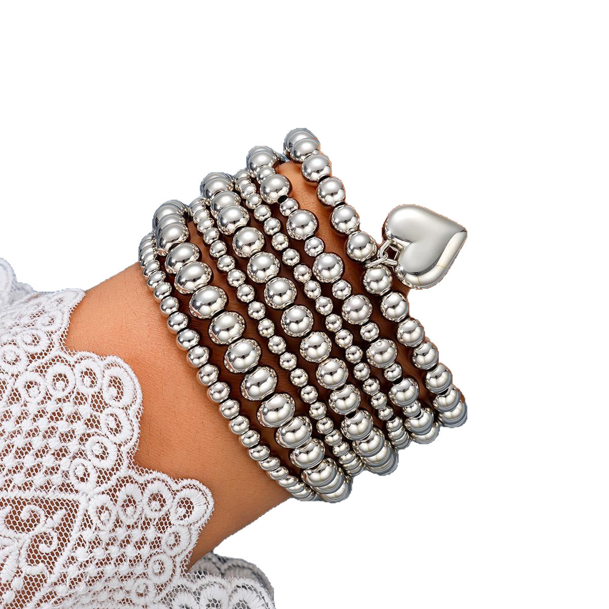 7-Piece CCB Bead & Love Bracelet Set