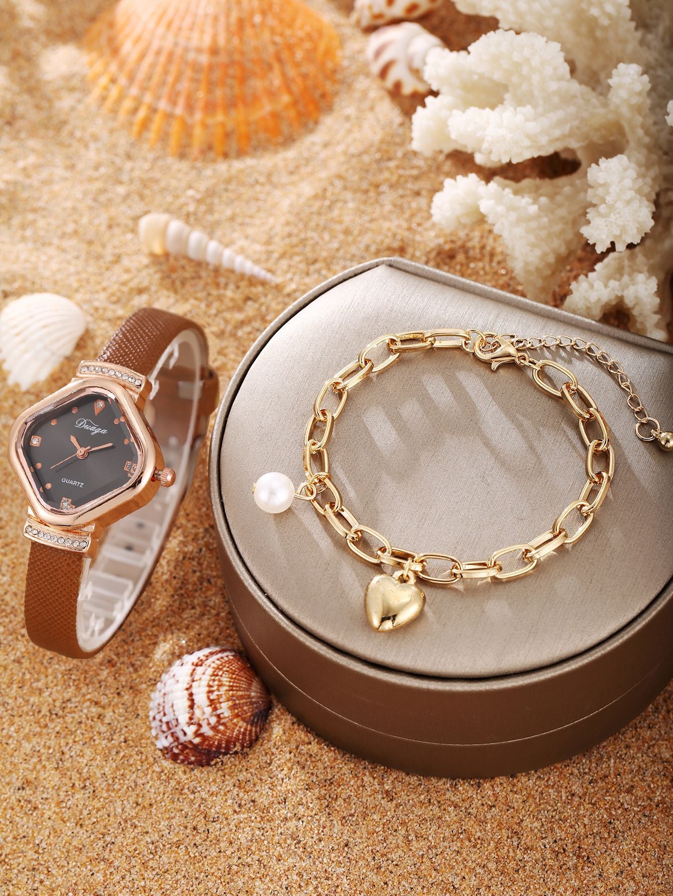 Watch Pearl Bracelet Tulip Star Moon Jewelry Set