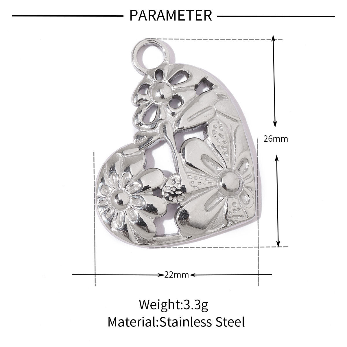 Square oil drop flower titanium steel necklace pendant
