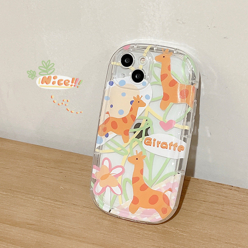 Soap Case iPhone15 Pro 13 Giraffe Purple Yellow Flower TPU Cover