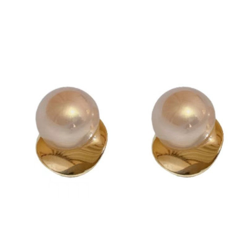 Big pink pearl stud earrings