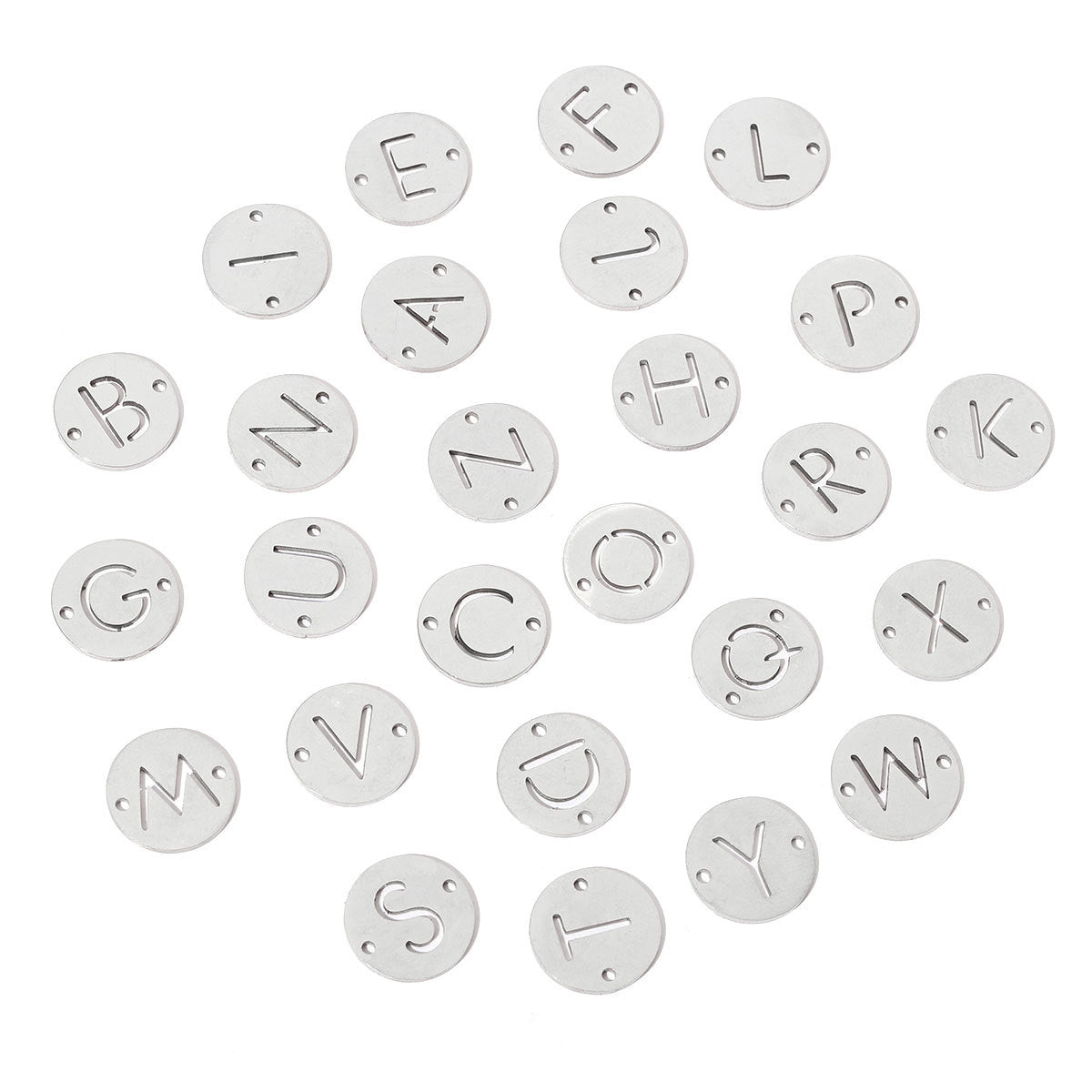 20 pcs/package steel color 26 letters titanium steel fittings