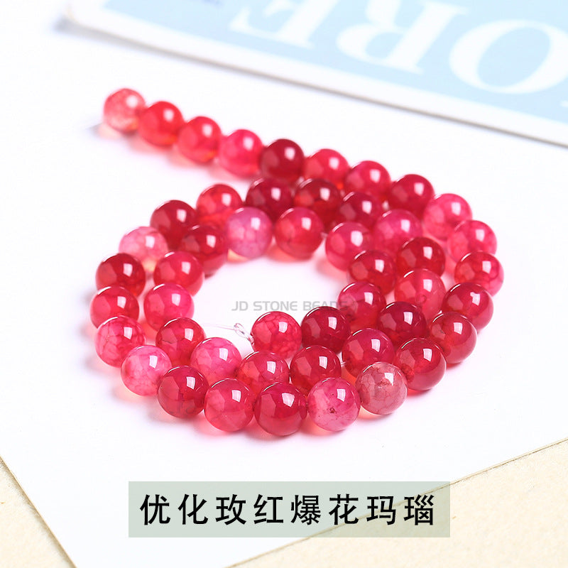 Accesorios de joyería con cuentas sueltas de ágata con patrón de dragón rojo