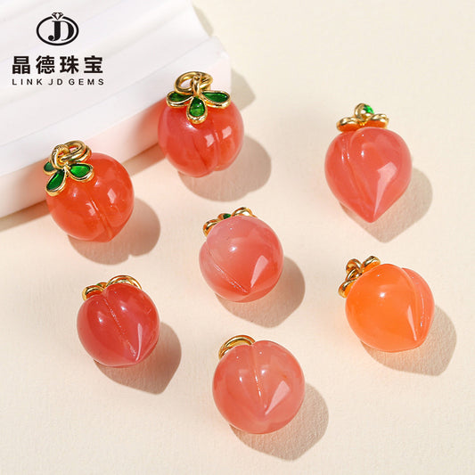 Colgante pequeño de melocotón con ágata Yanyuan de 12 mm