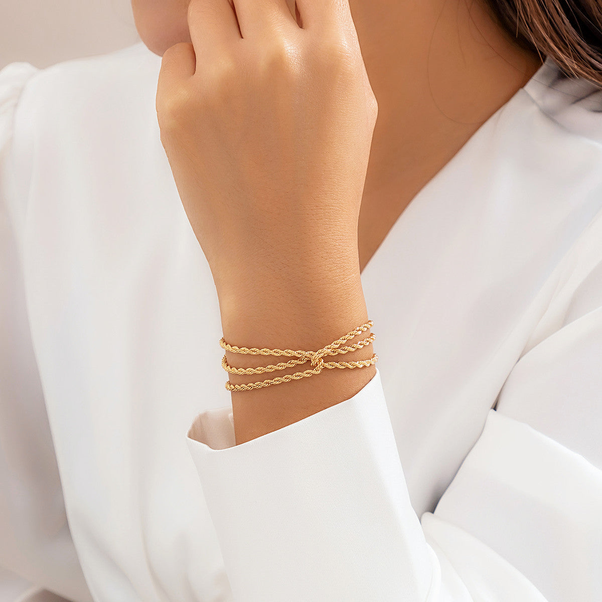 Punk metal thin chain bracelet women